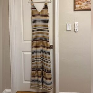 Lush Earthy Striped Maxi Dress